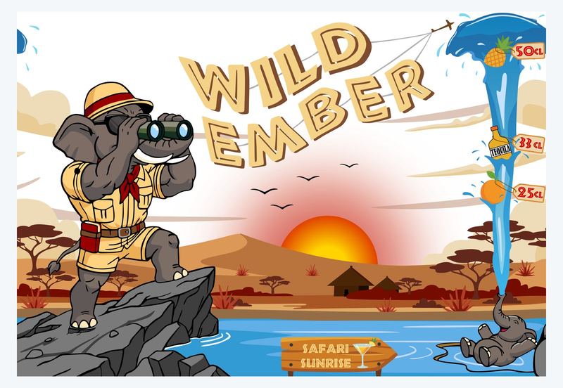 WILD EMBER — écocup « recette cocktail Safari Sunrise » avec dosages